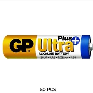 50 PCs Ultra Plus Alkaline AA Battery - Gold and Blue